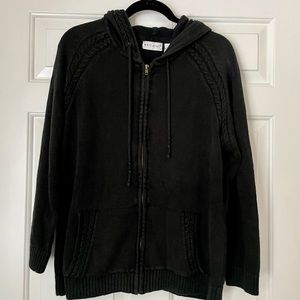 Vintage White Stag Cotton/Acrylic, Zip Up, Hooded Sweater - Black - XL